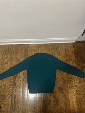Reiss Men's Crewneck Sweater in Green- Classic Knit Merino Wool Size Large